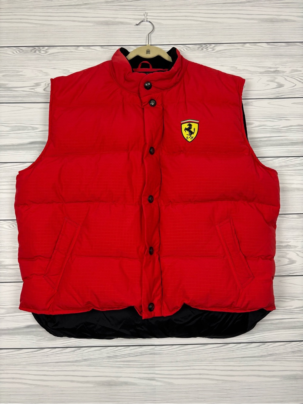 Ferrari vintage red duck down quilted nylon puffer vest size XXL NWT